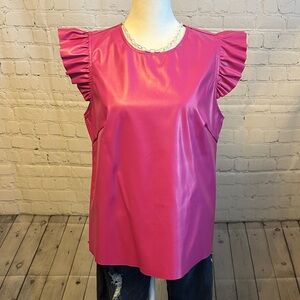 Pink Ruffle Sleeve Women's Top
